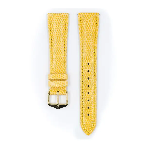 HIRSCH London Lizard - Eidechsenleder-Uhrenarmband - Hellgelb glänzend – Bild 2