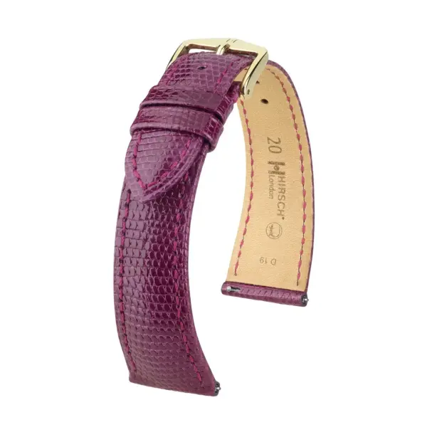 HIRSCH London Lizard - Eidechsenleder-Uhrenarmband - Violett glänzend