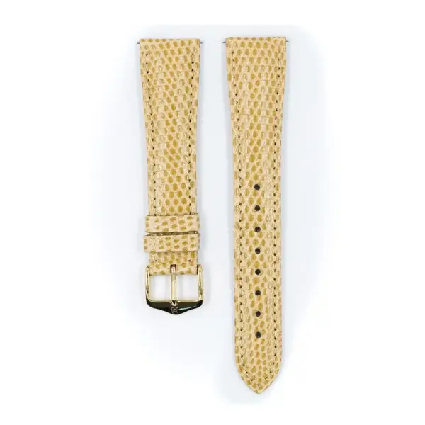 HIRSCH London Lizard - Eidechsenleder-Uhrenarmband - Beige glänzend – Bild 2