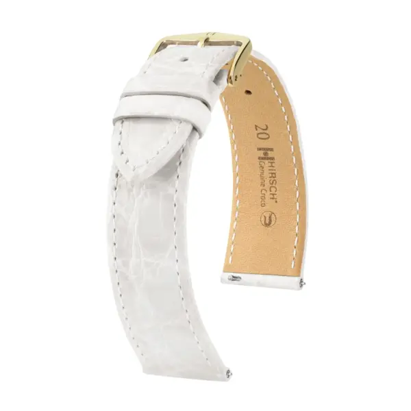 HIRSCH Genuine Croco - Krokodilleder-Uhrenarmband - Weiß