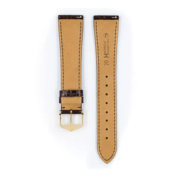 HIRSCH Genuine Croco - Krokodilleder-Uhrenarmband - Braun – Bild 3