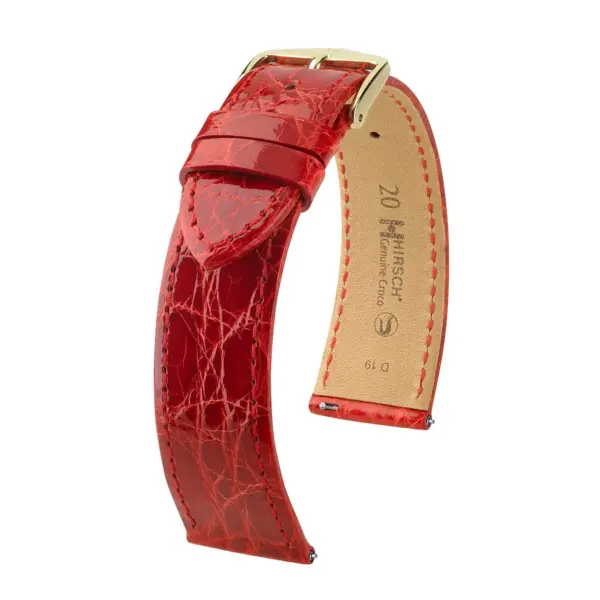 HIRSCH Genuine Croco - Krokodilleder-Uhrenarmband - Rot