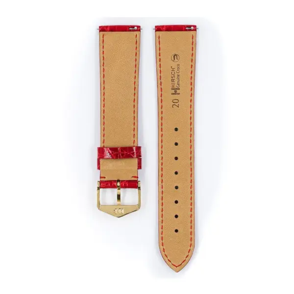 HIRSCH Genuine Croco - Krokodilleder-Uhrenarmband - Rot – Bild 3