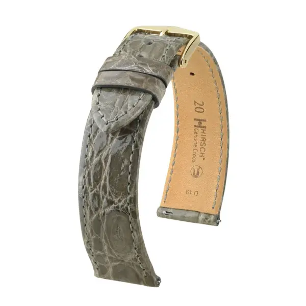 HIRSCH Genuine Croco - Krokodilleder-Uhrenarmband - Grau