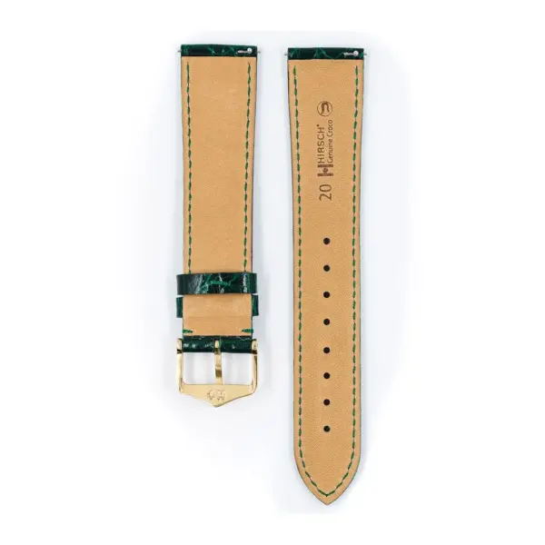 HIRSCH Genuine Croco - Krokodilleder-Uhrenarmband - Dunkelgrün – Bild 3