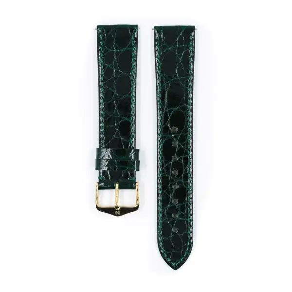 HIRSCH Genuine Croco - Krokodilleder-Uhrenarmband - Dunkelgrün – Bild 2