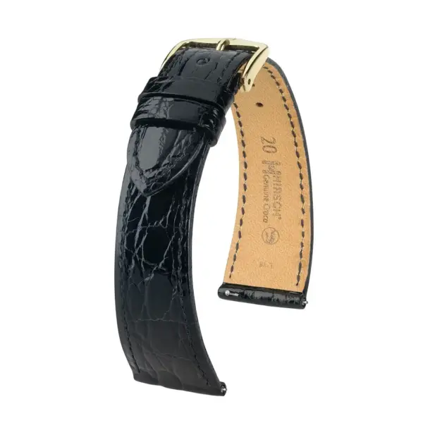 HIRSCH Genuine Croco - Krokodilleder-Uhrenarmband - Schwarz