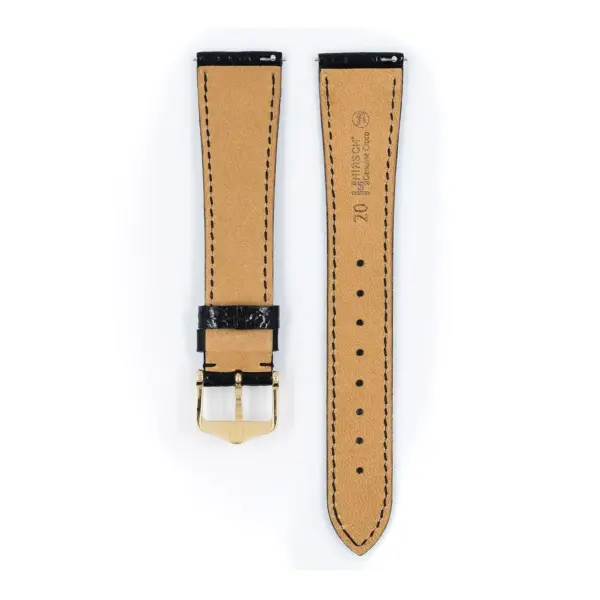 HIRSCH Genuine Croco - Krokodilleder-Uhrenarmband - Schwarz – Bild 3