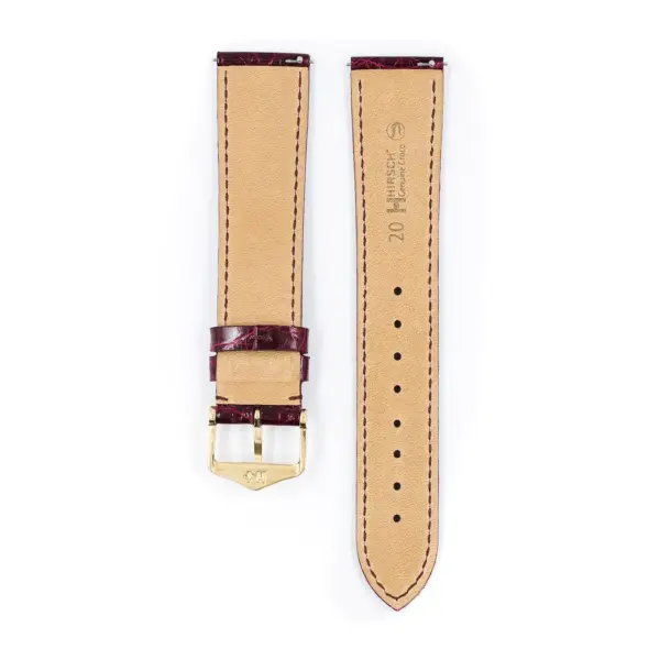 HIRSCH Genuine Croco - Krokodilleder-Uhrenarmband - Weinrot – Bild 3