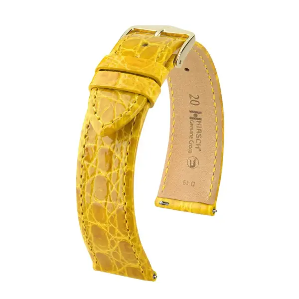 HIRSCH Genuine Croco - Krokodilleder-Uhrenarmband - Gelb