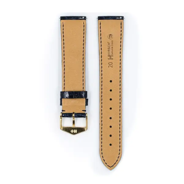 HIRSCH Genuine Croco - Krokodilleder-Uhrenarmband - Blau – Bild 3