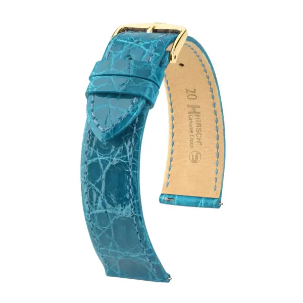 HIRSCH Genuine Croco - Krokodilleder-Uhrenarmband - Türkis