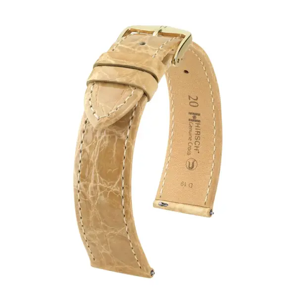 HIRSCH Genuine Croco - Krokodilleder-Uhrenarmband - Beige
