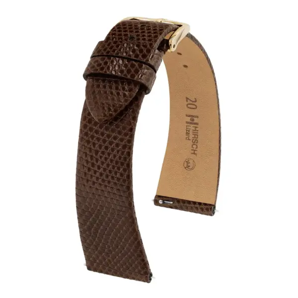 HIRSCH Lizard - Uhrenarmband aus Eidechsenleder - Braun