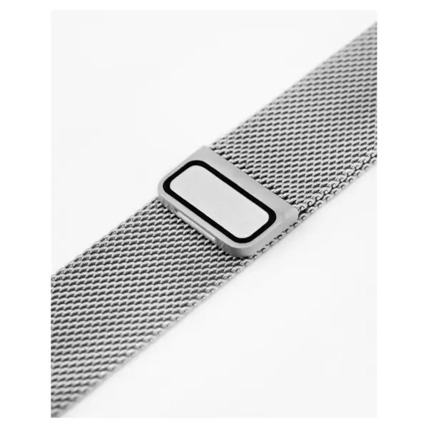 HIRSCH Milanaise - Mesh Uhrenarmband mit magnetischer Schließe - Silber – Bild 2