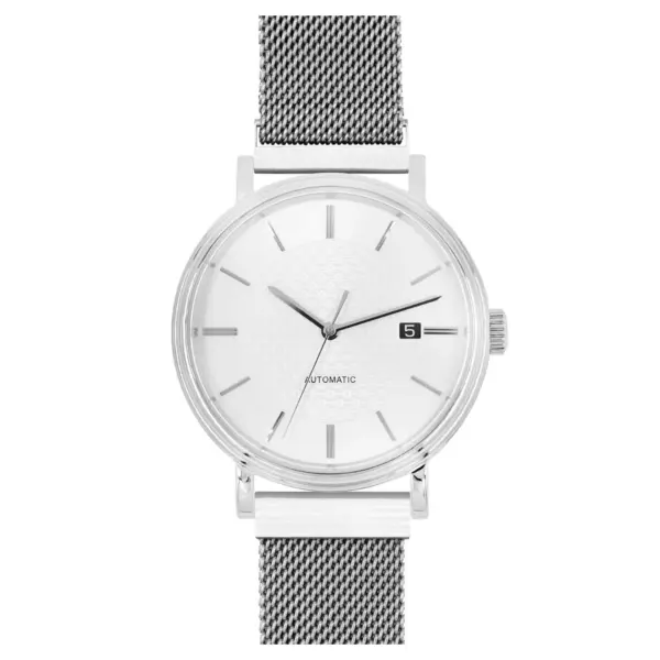 HIRSCH Milanaise - Mesh Uhrenarmband mit magnetischer Schließe - Silber – Bild 4