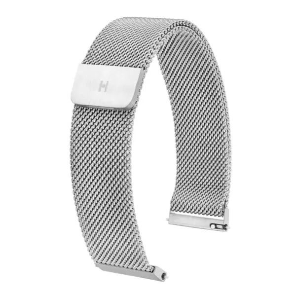 HIRSCH Milanaise - Mesh Uhrenarmband mit magnetischer Schließe - Silber