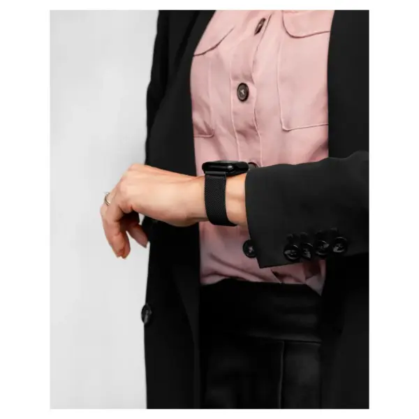 HIRSCH Milanaise - Mesh Uhrenarmband mit magnetischer Schließe - Schwarz – Bild 6