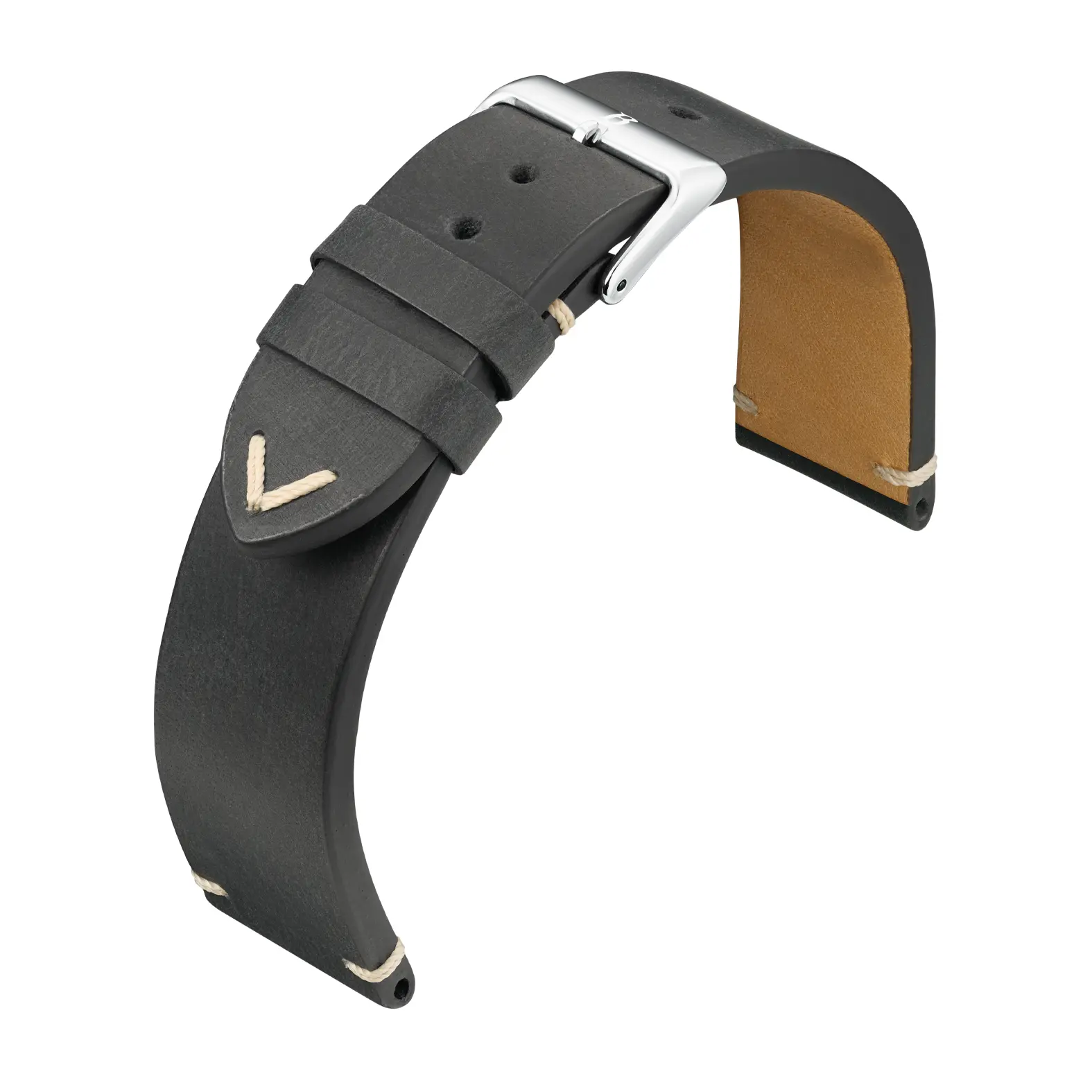 Barington Vintage Leder Uhrenarmband (635) - Schwarz