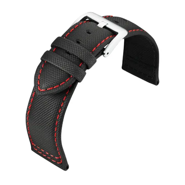 Eulit Regatta - Uhrenarmband in Segeltuch-Optik (232) - Schwarz/Rot