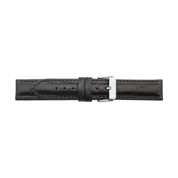 Pebro Leder-Uhrenarmband mit Krokoprägung (155) - Schwarz