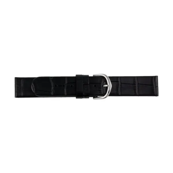Pebro Leder-Uhrenarmband mit Krokoprägung (222) - Schwarz