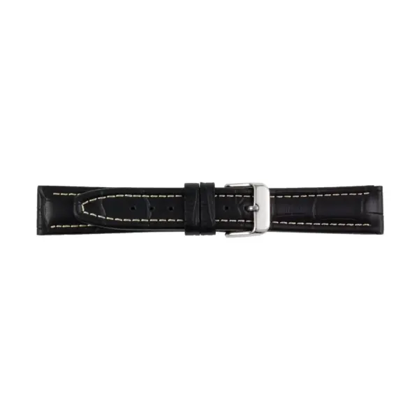 Pebro Leder-Uhrenarmband mit Krokoprägung (232) - Schwarz