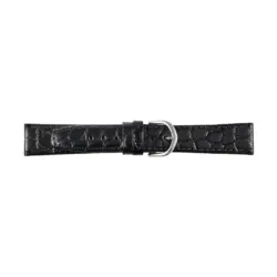 Pebro Leder-Uhrenarmband mit Krokoprägung (530) - Schwarz