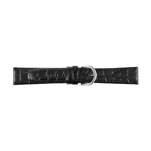 Pebro Leder-Uhrenarmband mit Krokoprägung (530) - Schwarz