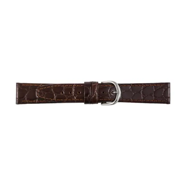 Pebro Leder-Uhrenarmband mit Krokoprägung (531) - Dunkelbraun
