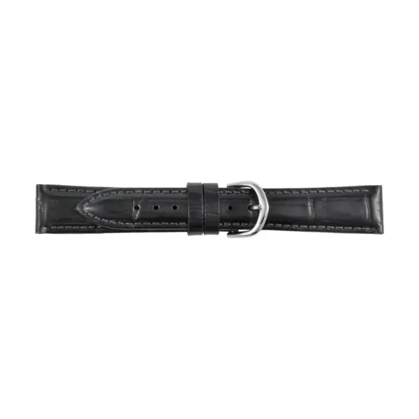 Pebro Leder-Uhrenarmband mit Krokoprägung (789) - Schwarz