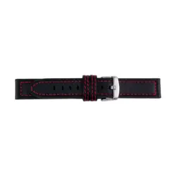 Pebro Leder-Uhrenarmband (797) - Schwarz/Rot