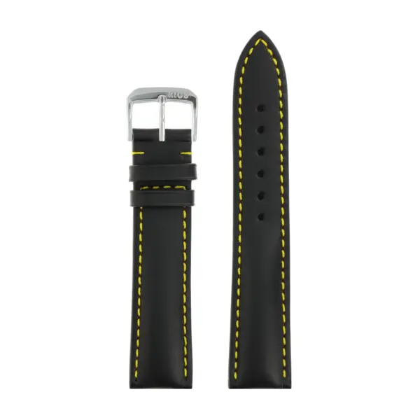 RIOS1931 Smart - Uhrenarmband aus Rindsleder (44) - Schwarz/Gelb – Bild 2