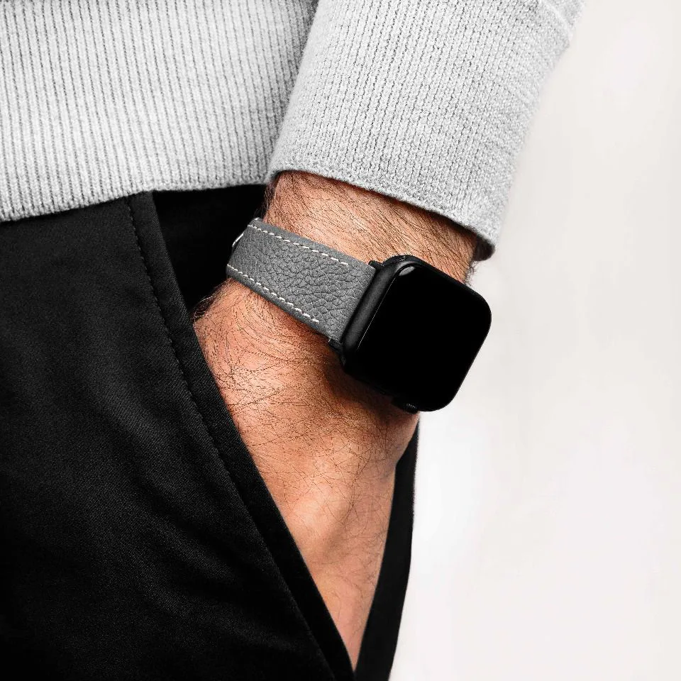 HIRSCH Bologna - Leder Uhrenarmand - Grau – Bild 5