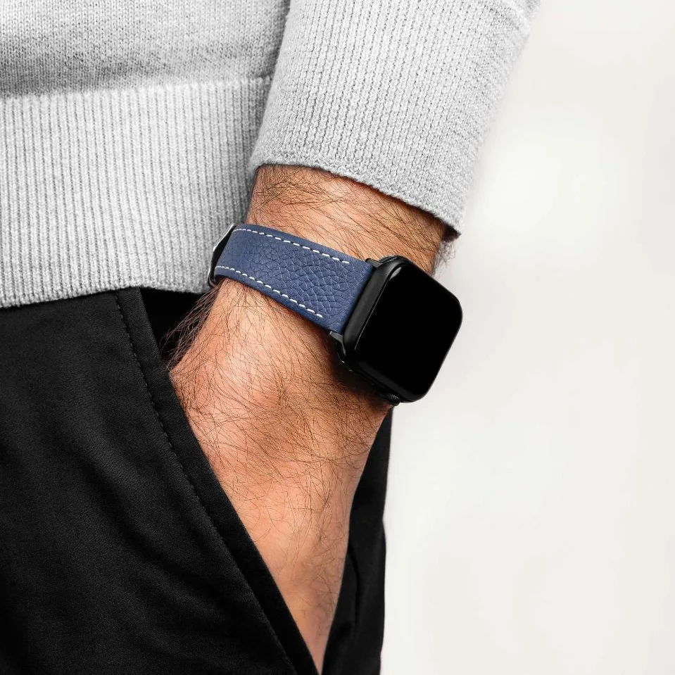 HIRSCH Bologna - Leder Uhrenarmand - Blau – Bild 5