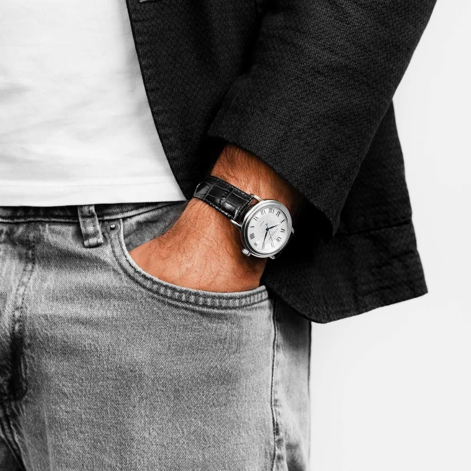 HIRSCH Louisianalook - Uhrenarmband mit Alligatorprägung - Blau – Bild 4