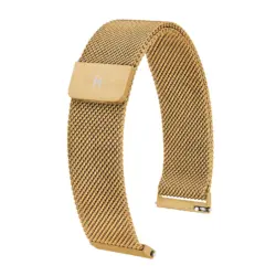 HIRSCH Milanaise - Mesh Uhrenarmband mit magnetischer Schließe - Gold